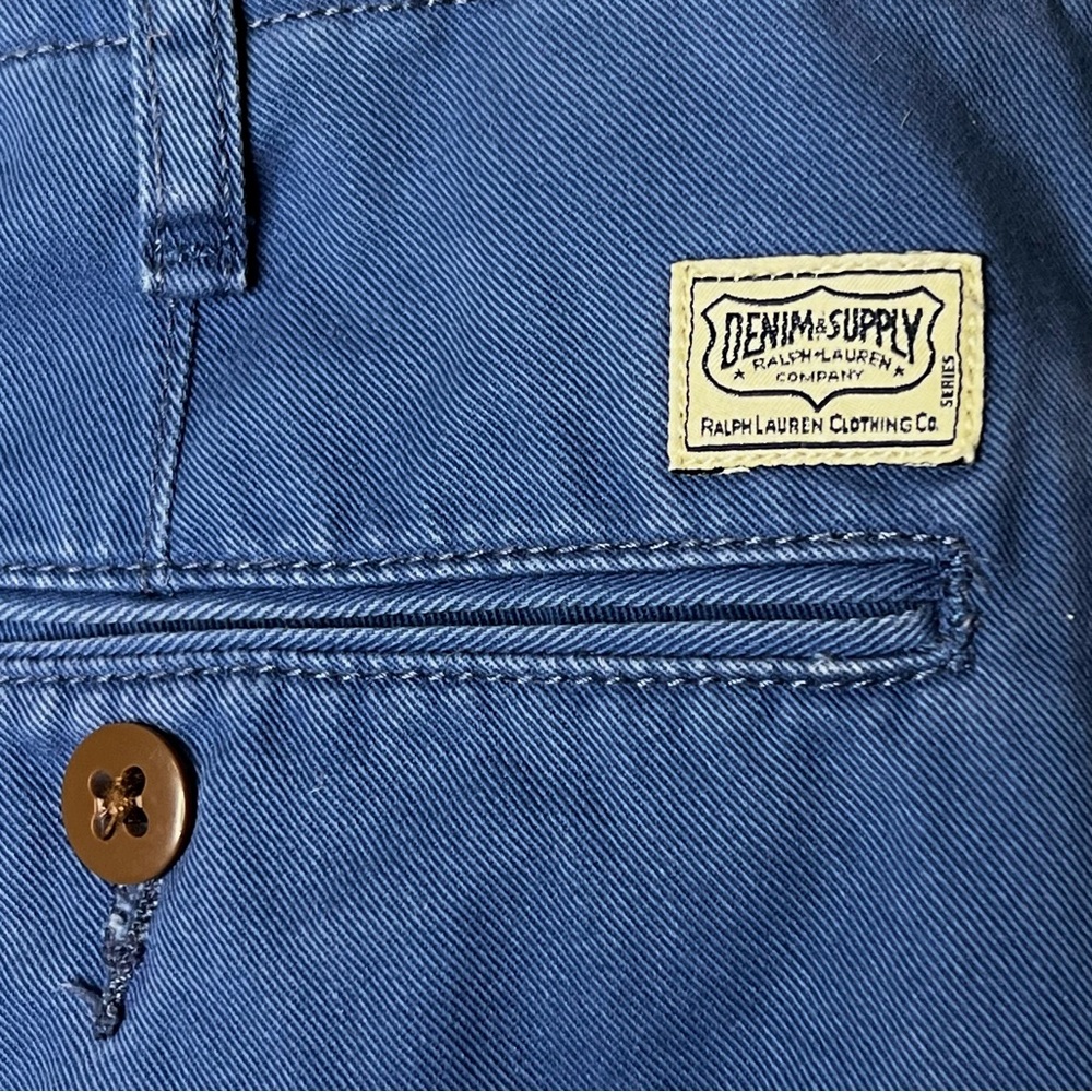 Ralph Lauren Denim & Supply Men’s 90s Blue Flat FrontChino Shorts Size 36 - Picture 5 of 9